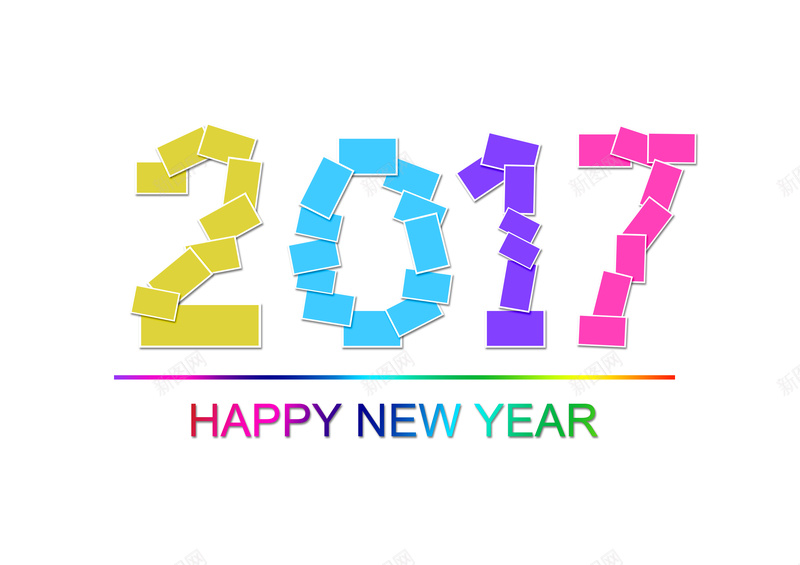 2017新年拼接数字背景素材psd设计背景_新图网 https://ixintu.com 数字 2017 方块 彩色