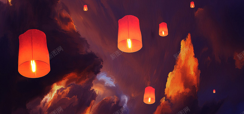 唯美浪漫孔明灯中国风bannerjpg设计背景_新图网 https://ixintu.com 唯美 浪漫 孔明灯 中国风 手绘 海报banner