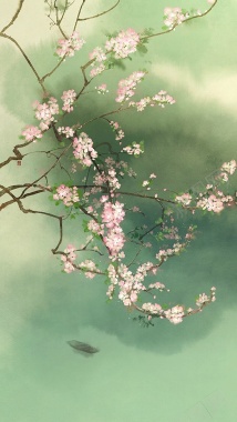 手绘春天粉色花朵H5背景背景