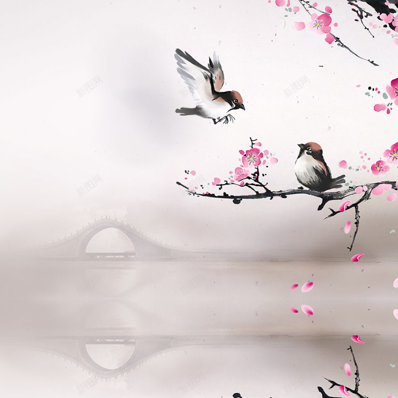 中国风促销推广图主图背景图jpg设计背景_新图网 https://ixintu.com 桃花 中国风 主图