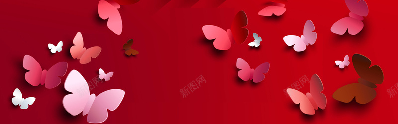 立体蝴蝶红色背景jpg设计背景_新图网 https://ixintu.com 立体 红色 纸艺 背景 蝴蝶 海报banner