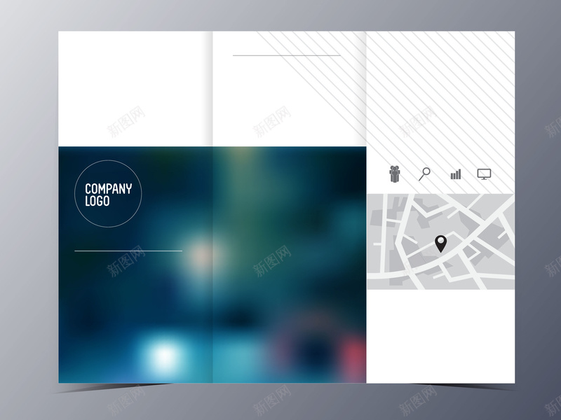 梦幻光斑三折页图片jpg设计背景_新图网 https://ixintu.com 素材 文艺 小清新 简约 黑蓝色调 白灰搭配 宣传简页折页
