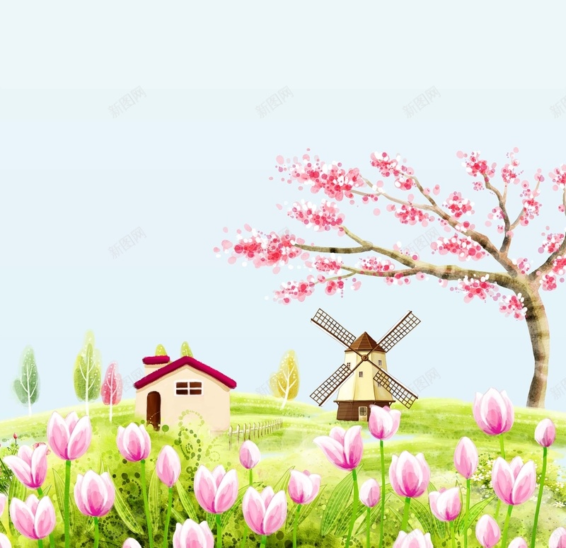 粉若桃花护肤品海报背景模板psd设计背景_新图网 https://ixintu.com 海报背景模板 化妆品海报 桃花背景 护肤品 手绘 粉若桃花 风车 郁金香