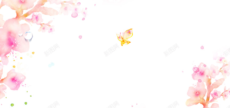 粉色花朵蝴蝶背景psd设计背景_新图网 https://ixintu.com 海报banner 卡通背景 粉色背景 花朵 蝴蝶 卡通 童趣 手绘