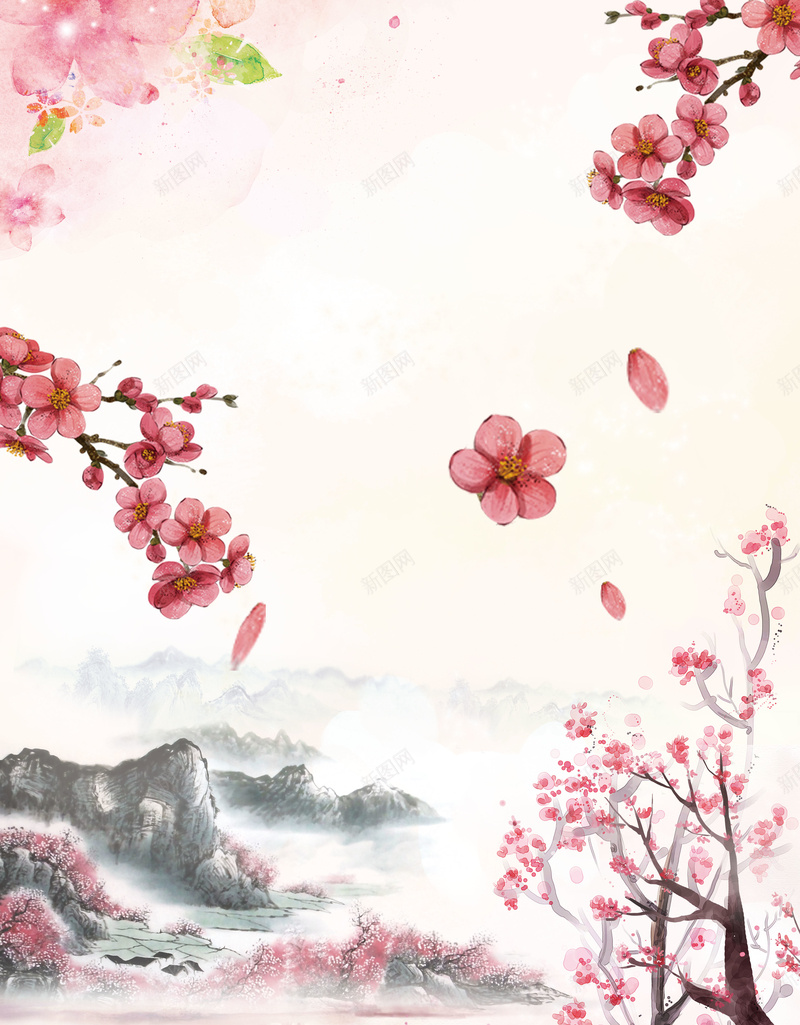 十里桃林背景素材psd设计背景_新图网 https://ixintu.com 十里桃林 桃树 桃花 背景 山 背景素材 素材背景