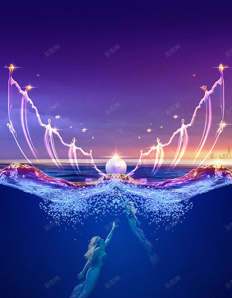 美人鱼H5背景jpg设计背景_新图网 https://ixintu.com 美人鱼 天空 彩色 海洋 炫彩 H5背景 梦幻 H5 h5 浪漫