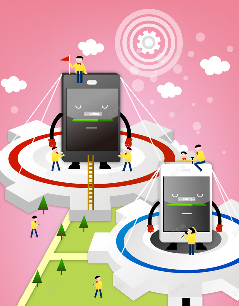 粉色渐变手机扁平化H5背景psd设计背景_新图网 https://ixintu.com 扁平化 手机 渐变 白云 粉色 H5背景 手机扁平化H5图片素材 扁平化psd素材 开心 扁平 几何