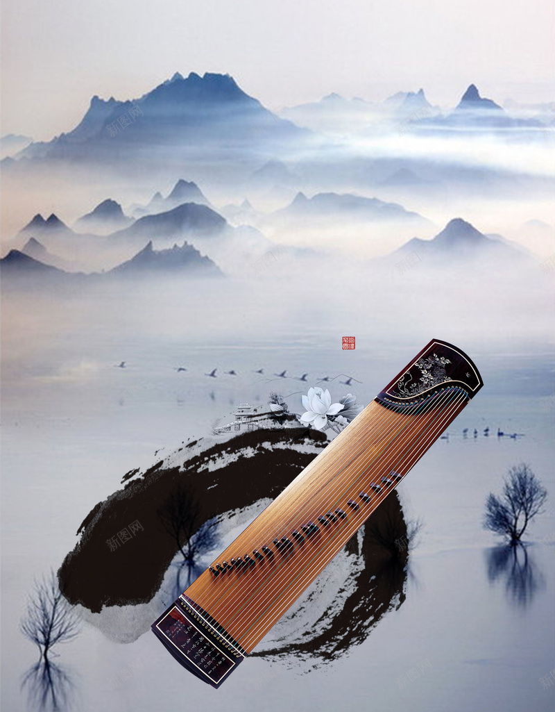 水墨山水淡雅古筝培训海报背景素材jpg设计背景_新图网 https://ixintu.com 中国风 水墨 古筝培训 古筝招生 音乐培训 古筝 古筝教育 音乐班招生 艺术教育 艺术培训 少儿艺术