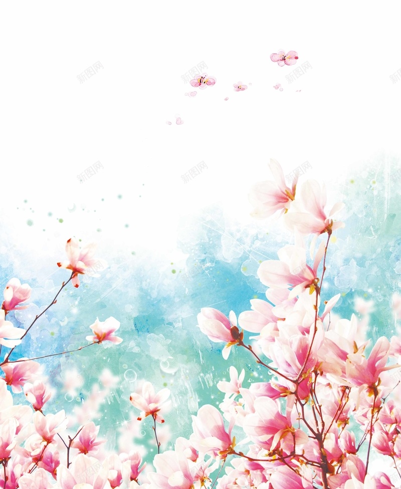 水墨粉色花朵飘散海报背景素材jpg设计背景_新图网 https://ixintu.com 手绘 水墨 粉色花 花 背景 水墨粉色花朵飘散背景图片下载 psd 白色