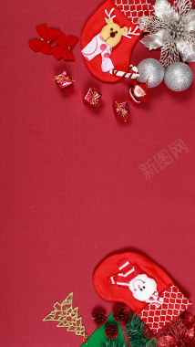 圣诞节红色手套礼物盒子H5背景背景