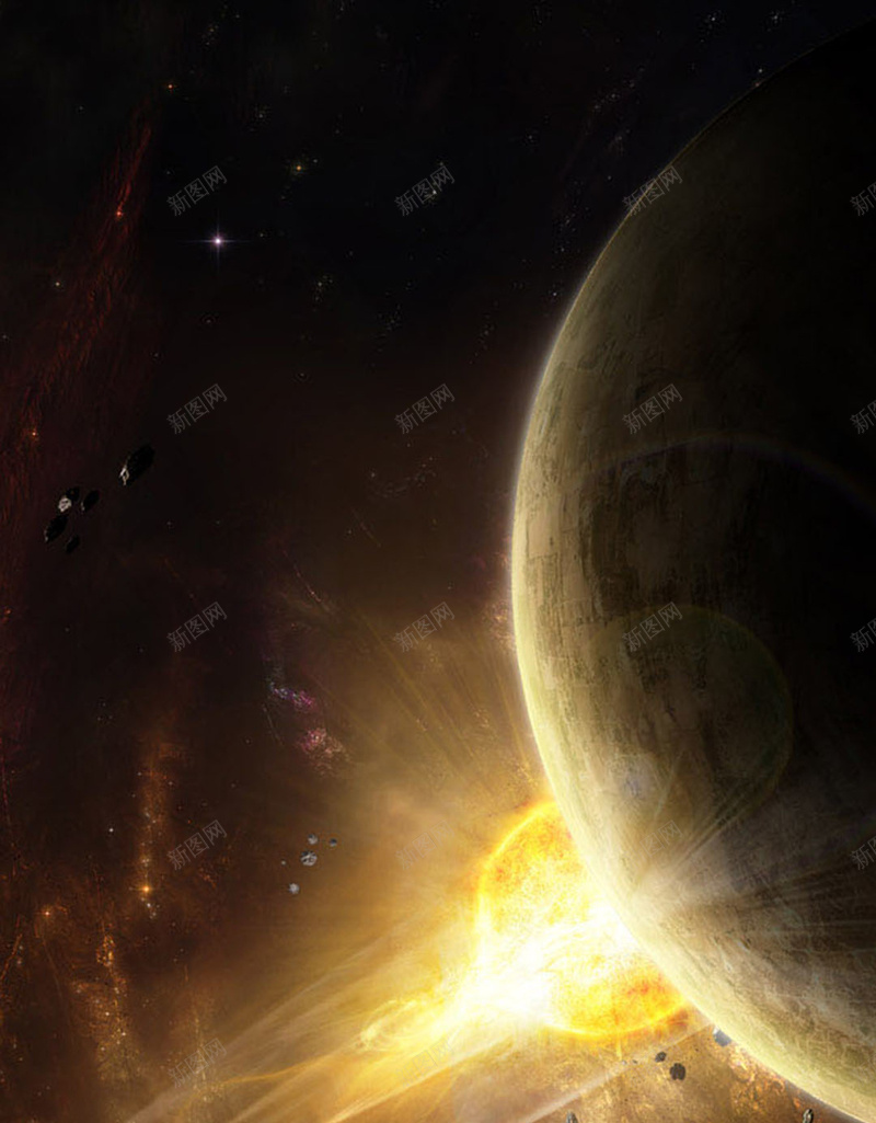 星球太阳宇宙科幻H5背景图jpg设计背景_新图网 https://ixintu.com 宇宙背景 太阳 宇宙 科幻 陨石 科技 商务