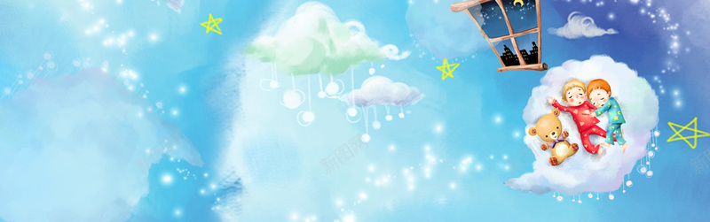 儿童节卡通蓝色海报背景jpg设计背景_新图网 https://ixintu.com banner 人物 促销 儿童节 六一 卡通 扁平 折扣 梦境 梦境梦幻 梦幻 海报 童话 背景 节日 蓝色