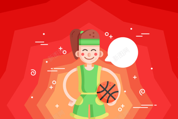 卡通扁平人物篮球运动员背景素材背景