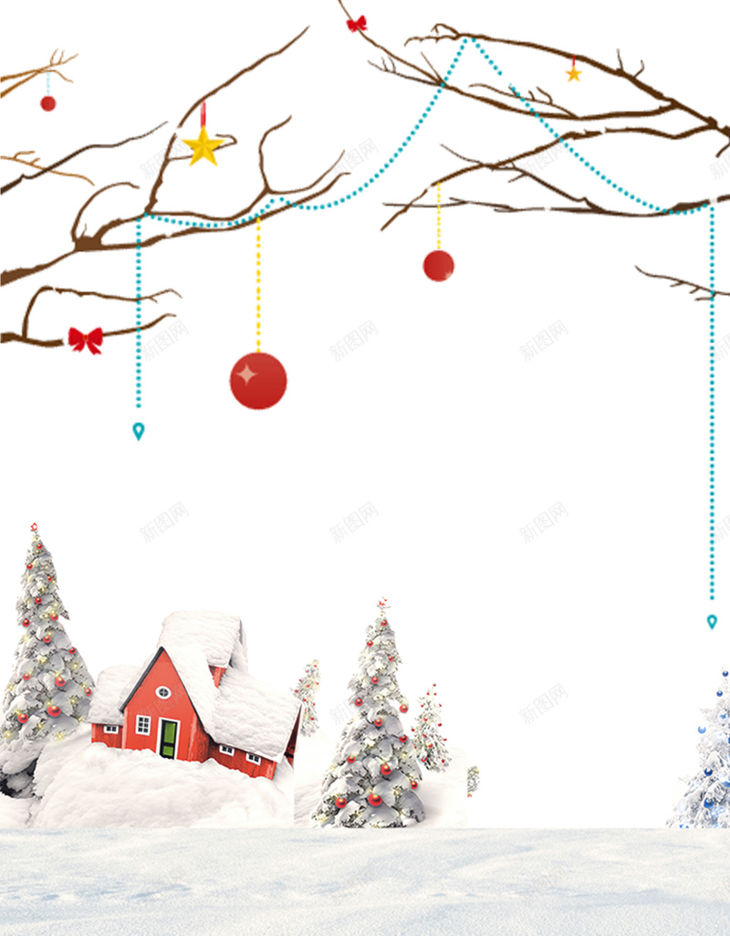冬季雪天白色简约清新海报背景psd设计背景_新图网 https://ixintu.com 冬季 清新 白色 简约 雪天 雪花 树木 小屋 海报 背景