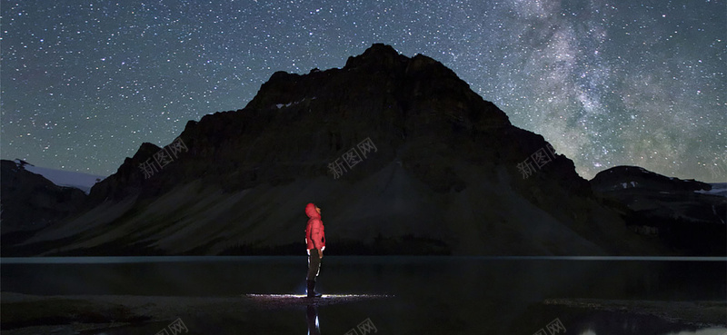 星空下的仰望者背景jpg设计背景_新图网 https://ixintu.com 星空 山 湖面 红色衣服 商务 仰望者 海报banner 星云 星海 星际 科技 科幻