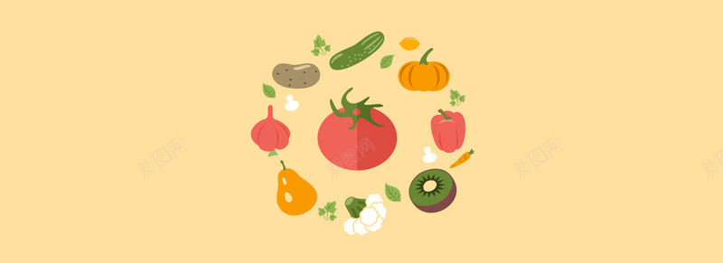 简单彩色美食背景jpg设计背景_新图网 https://ixintu.com 蔬菜 食品 卡通背景 海报banner 卡通 童趣 手绘