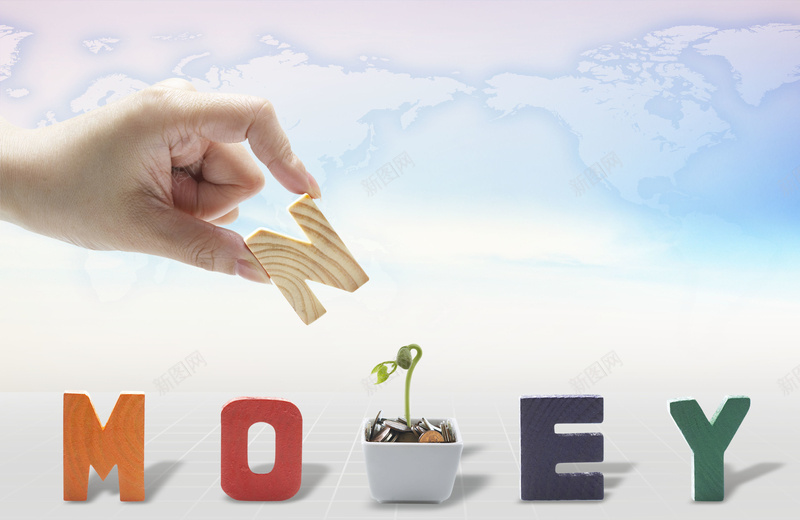 科技金融背景素材psd设计背景_新图网 https://ixintu.com money 商务金融 金融海报 手势 金钱 发芽 地图 地图背景 海报