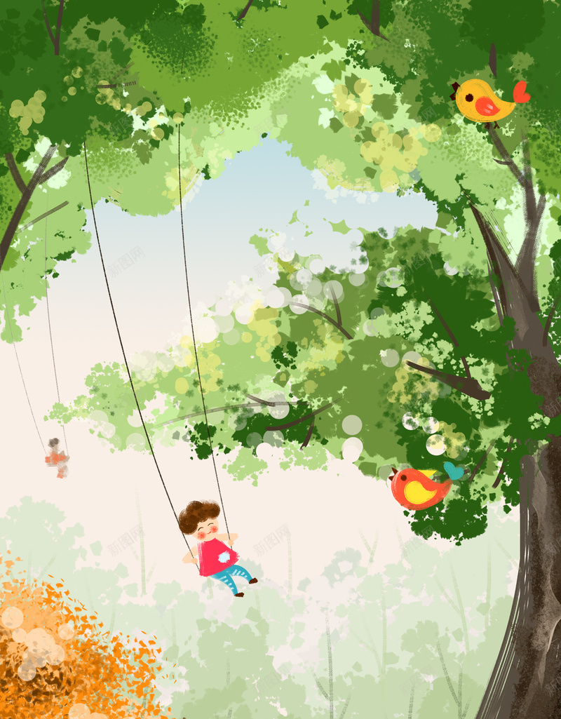 中国传统24节气春分树木手绘插画海报psd设计背景_新图网 https://ixintu.com 24节气 中国 传统 春分 树木 手绘 插画 大树 小鸟 春天 海报 背景 素材