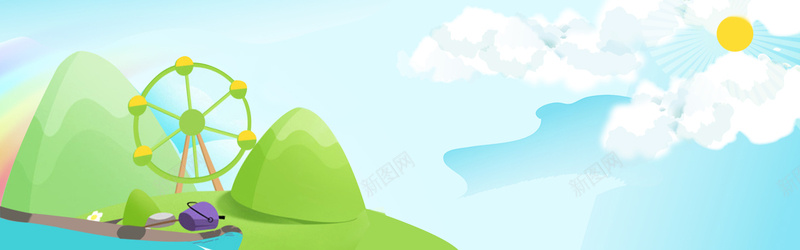 简约创意文艺扁平化bannerpsd设计背景_新图网 https://ixintu.com 小清新 扁平化 卡通 大气 文艺 青草 儿童 童年 幼儿园背景 踏青