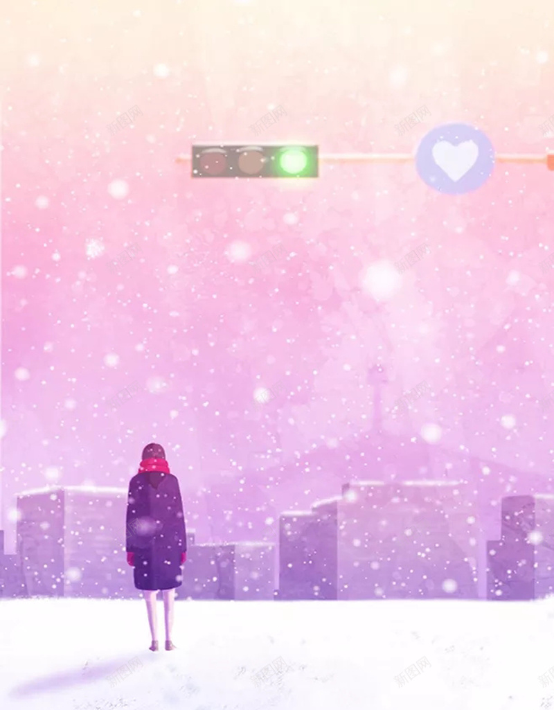 唯美冬至海报背景jpg设计背景_新图网 https://ixintu.com 下雪 冬至 冬至海报素材 卡通 唯美 女孩 小清新 幻想 浪漫 独自 童趣