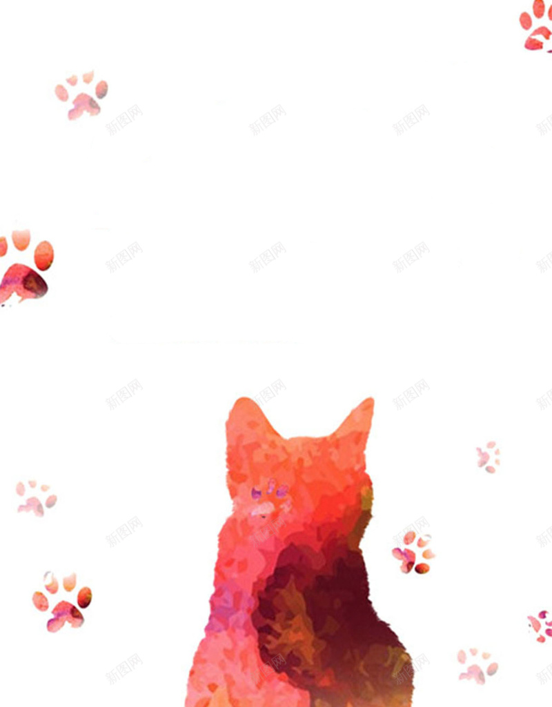 可爱猫咪背景素材jpg设计背景_新图网 https://ixintu.com 艺术 可爱 猫咪 猫爪 白色 红色 橘色 猫尾巴