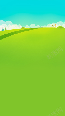 绿色清新春天山坡H5背景素材背景