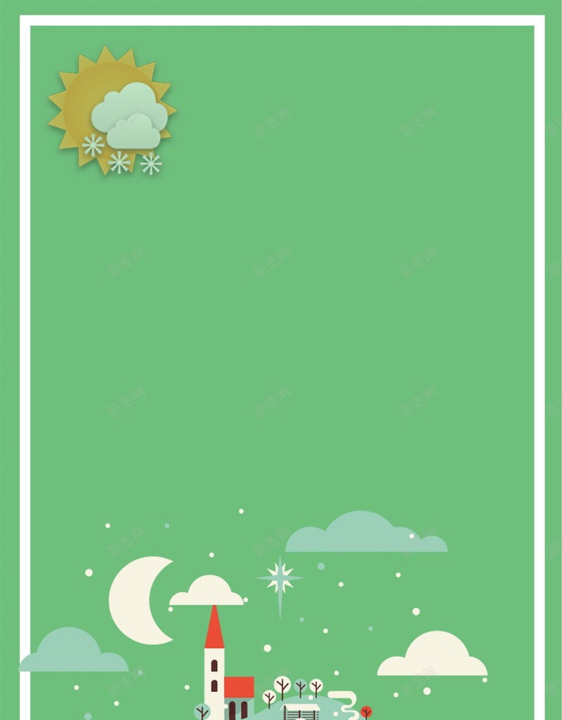 简约绿色扁平卡通H5背景图jpg设计背景_新图网 https://ixintu.com 扁平化 卡通 文艺 简约 绿色 清新 下雪 冬季 几何