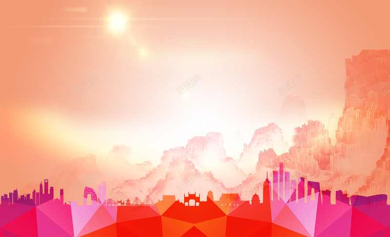 炫丽的长城图片jpg设计背景_新图网 https://ixintu.com 多元化 几何 扁平 炫丽 长城 白色 中国风