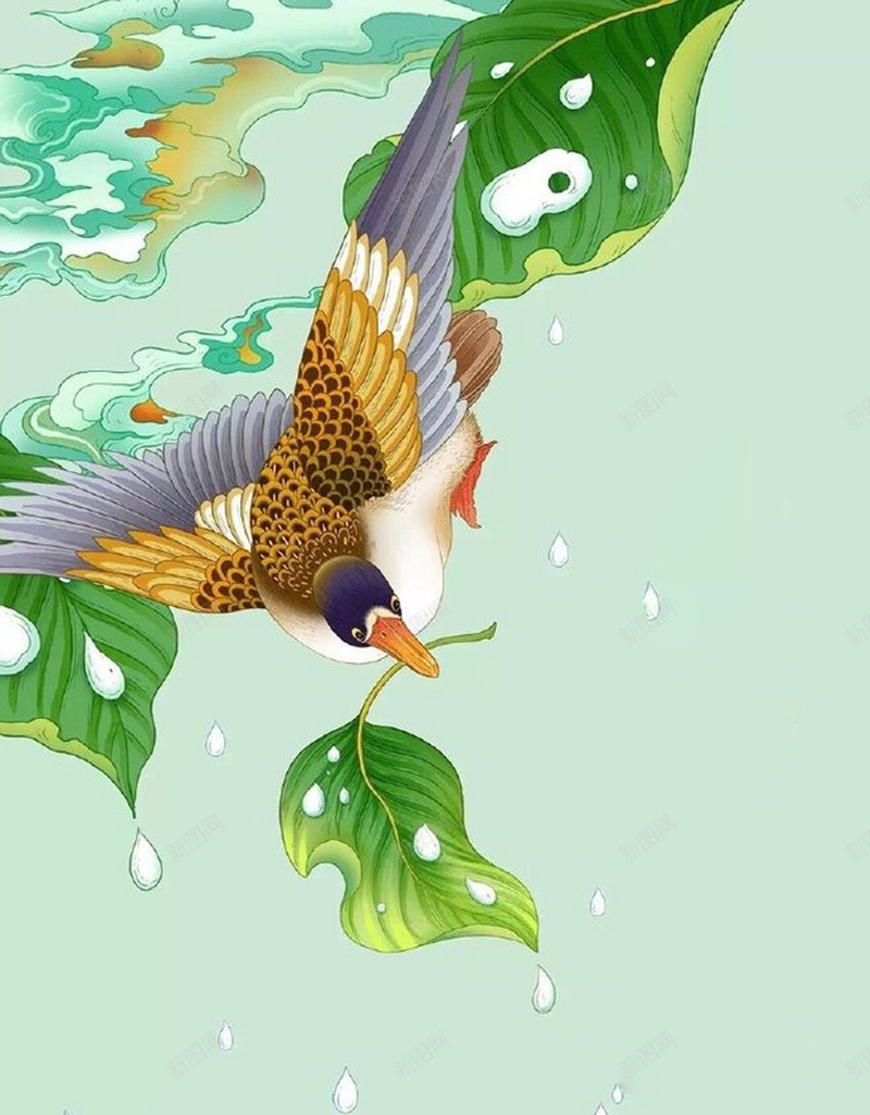 下雨季节海报设计psd设计背景_新图网 https://ixintu.com 下雨 卡通 小鸟 松鼠 雨季 夏季 遮雨 荷叶