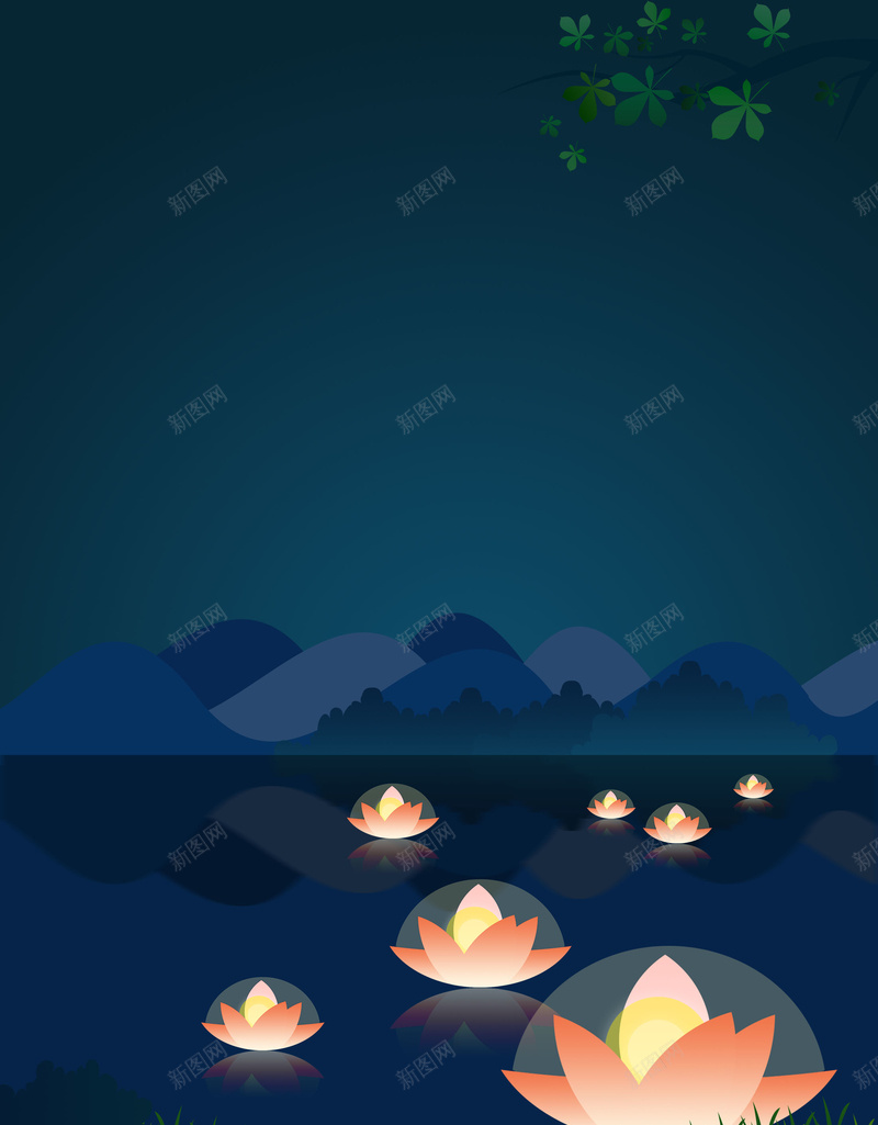 唯美湖边夜晚夜空psd设计背景_新图网 https://ixintu.com 唯美 夜晚 夜空 河灯 湖边 湖水 山脉 平面设计 分层文件 PSD源文件 150PPI