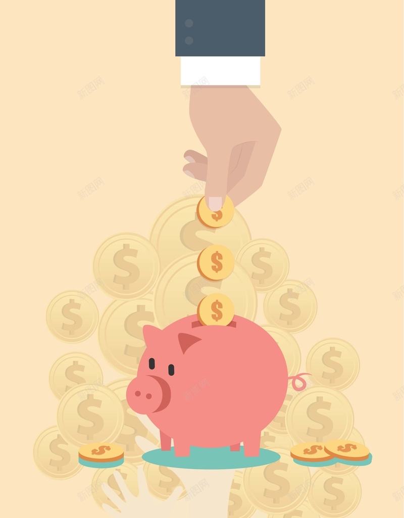 卡通手绘金融投资理财海报psd设计背景_新图网 https://ixintu.com 卡通 手绘 投资 理财 金融 海报 金币 储蓄