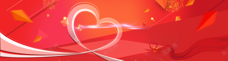 红红火火背景图psd设计背景_新图网 https://ixintu.com 海报banner 彩带 礼花 红色 光 红红火火 扁平 渐变 几何
