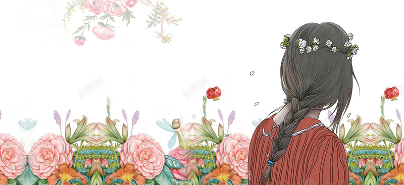 天猫化妆节手绘红色花朵bannerpsd设计背景_新图网 https://ixintu.com 化妆节 天猫 手绘 红色 花朵 banner 美女 花环 促销 化妆品 美妆 防晒