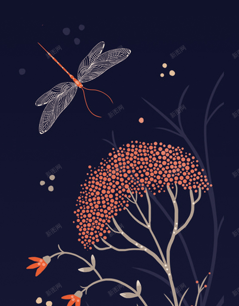 简约蜻蜓H5背景jpg设计背景_新图网 https://ixintu.com 扁平 简约 素材 花卉 蜻蜓 H5背景 艺术 复古