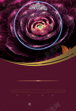 大气鲜花画册紫色背景素材背景