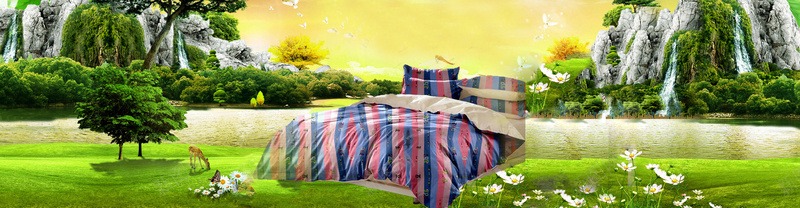 淘宝天猫家纺设计banner背景图psd设计背景_新图网 https://ixintu.com 蚕丝被 家纺 海报 绿地 草原 床 枕头淘宝海报 网页模板 海报banner 文艺 小清新 简约