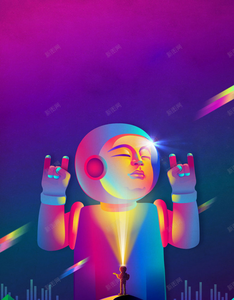 科技彩色渐变H5背景素材jpg设计背景_新图网 https://ixintu.com 卡通人物 卡通山丘 彩色渐变 科技 蓝色 紫色 黄色 绿色 H5背景
