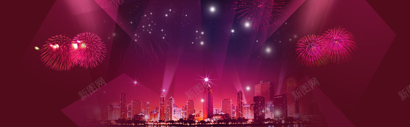 天猫背景psd设计背景_新图网 https://ixintu.com 海报banner 促销活动 城市夜景 淘宝海报 烟花 浪漫 梦幻