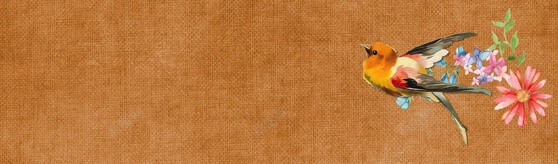 小鸟复古背景图jpg设计背景_新图网 https://ixintu.com 贴纸 小鸟 花朵 亚麻 海报banner 质感 纹理