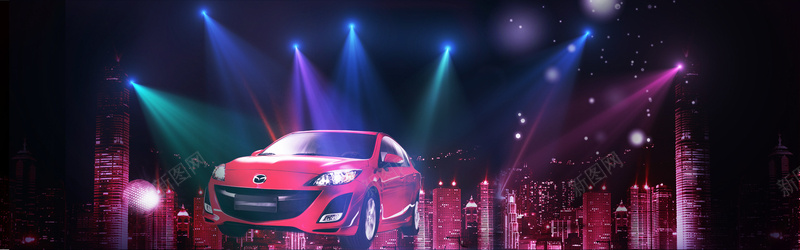 淘宝汽车用品背景jpg设计背景_新图网 https://ixintu.com 海报banner 汽车 灯光 科幻 科技 商务