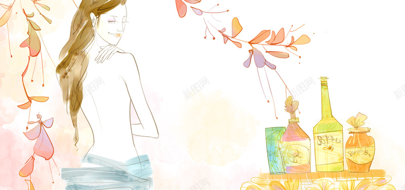 时尚花纹淋浴psd设计背景_新图网 https://ixintu.com 卡通人物 时尚花纹 花纹背景 卡通 唯美 儿童画 大气 海报banner 童趣 手绘