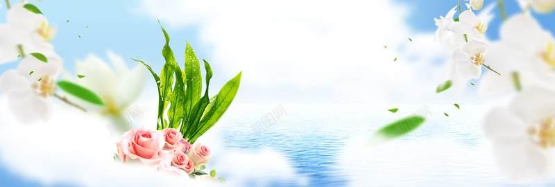 春季化妆品清新白色淘宝海报背景psd设计背景_新图网 https://ixintu.com 化妆品 春天 春季 美白 补水 大自然 绿色植物 春暖花开 护肤品 春季化妆品活动 淘宝