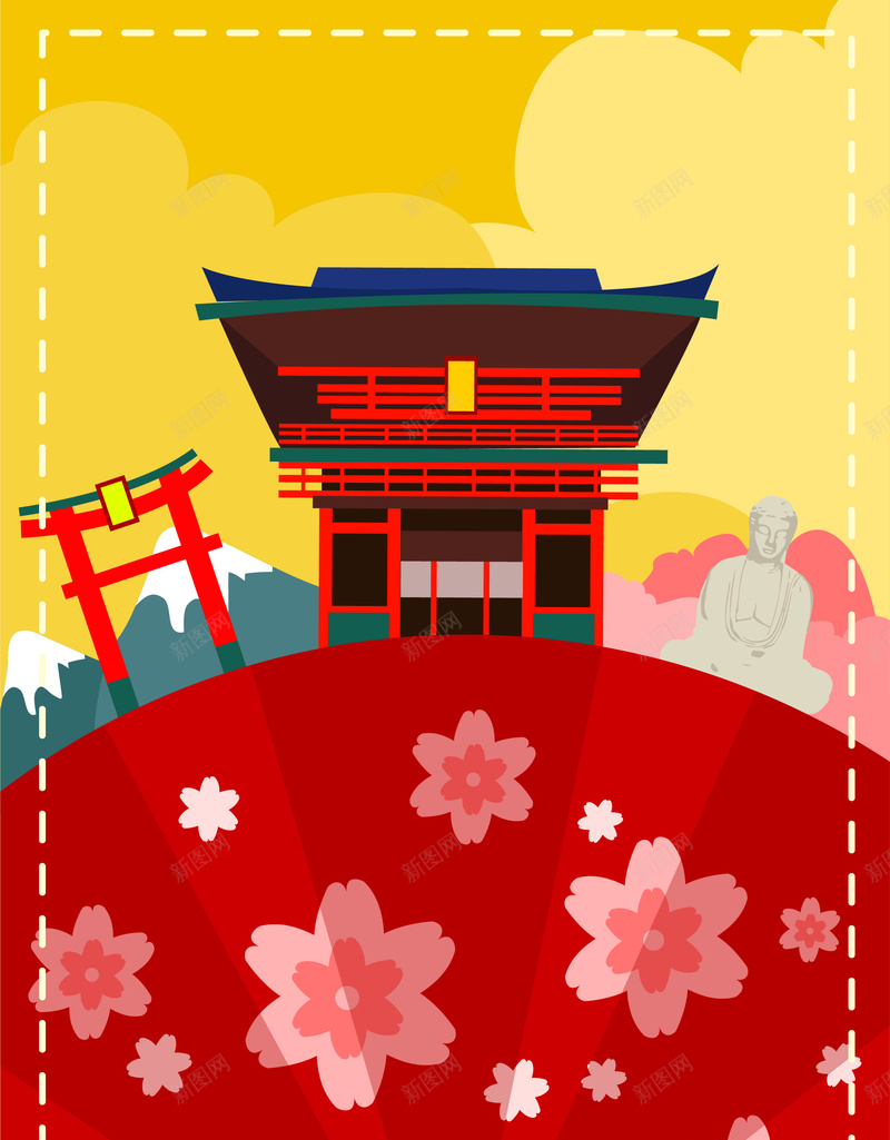 卡通手绘夏季暑假旅游日本樱花背景素材eps设计背景_新图网 https://ixintu.com 暑期出行 卡通 手绘 夏季 暑假 旅游 日本 樱花 背景 素材
