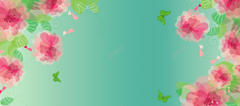 淘宝简约蓝绿色背景psd设计背景_新图网 https://ixintu.com 梦幻背景 清新背景 化妆品 内衣 女装 促销海报 卡通花朵 春天 蝴蝶 壁纸