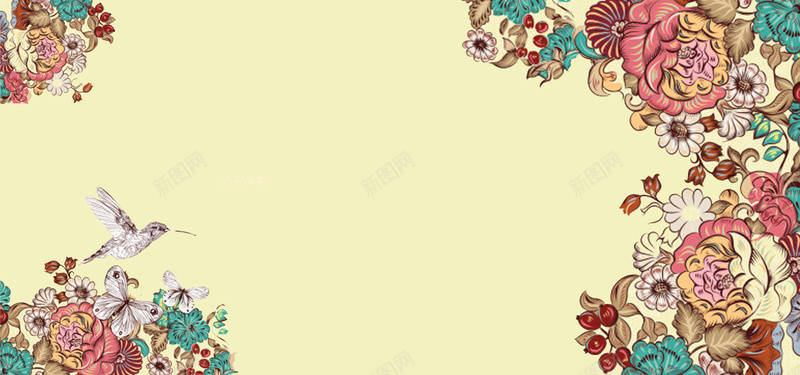 淘宝首页海报banner背景jpg设计背景_新图网 https://ixintu.com 海报banner背景 海报banner 手绘花 卡通 首页 淘宝 富贵吉祥花朵 童趣 手绘