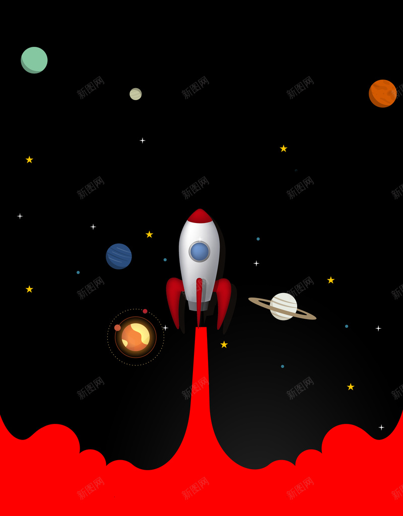 扁平化太空火箭背景psd设计背景_新图网 https://ixintu.com 扁平化 太空 火箭 背景 海报 商务 红色 行星 简约 教育 开心
