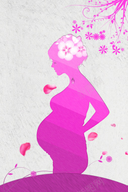 母亲节孕妇剪影唯美海报背景背景