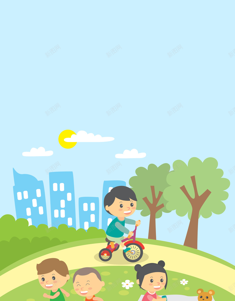 卡通简约公园游乐场背景图psd设计背景_新图网 https://ixintu.com 游乐场 公园 卡通 游戏 简约 玩耍 娱乐 游乐场背景