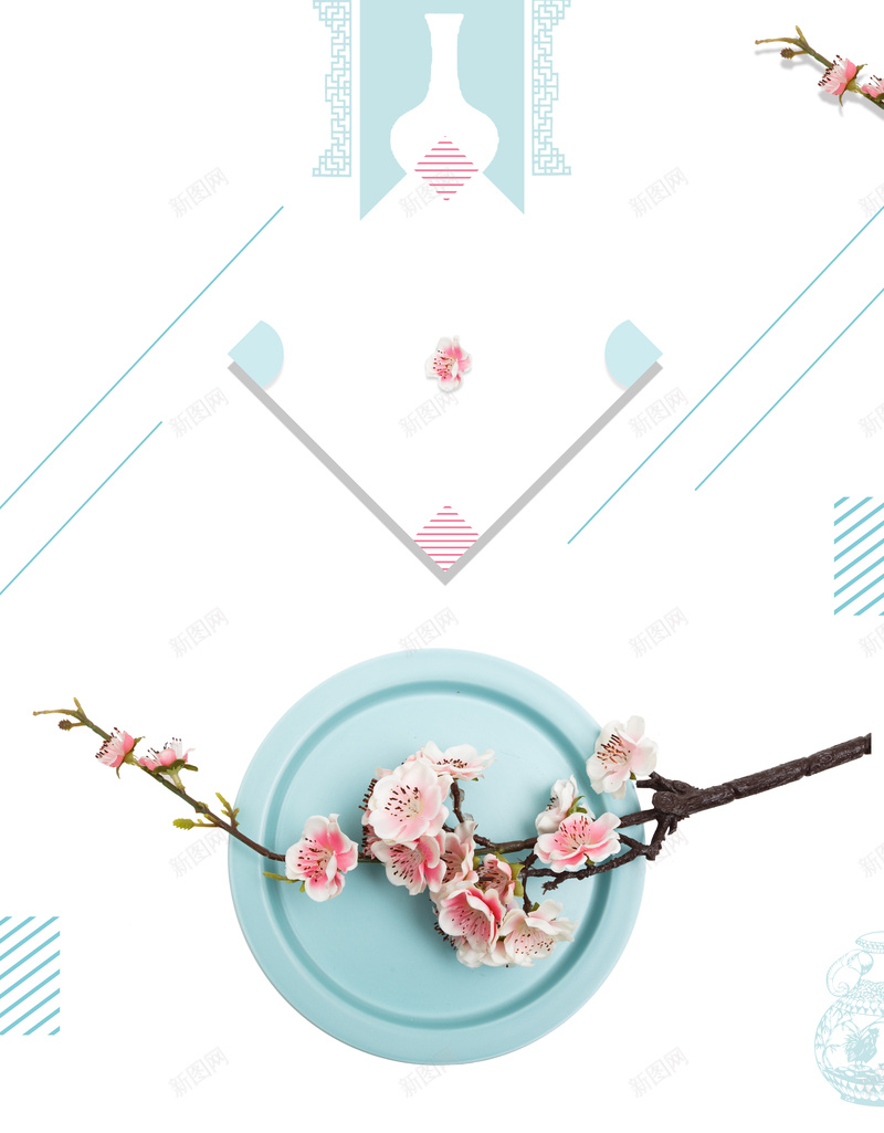 简约小清新陶瓷艺术创意海报背景psd设计背景_新图网 https://ixintu.com 陶瓷艺术 小清新 简约 陶瓷 陶艺 陶器 创意生活 桃花枝 企业文化 文化宣传 传统工艺