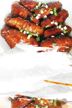 中国风中华味道美食美味烤鸡翅背景